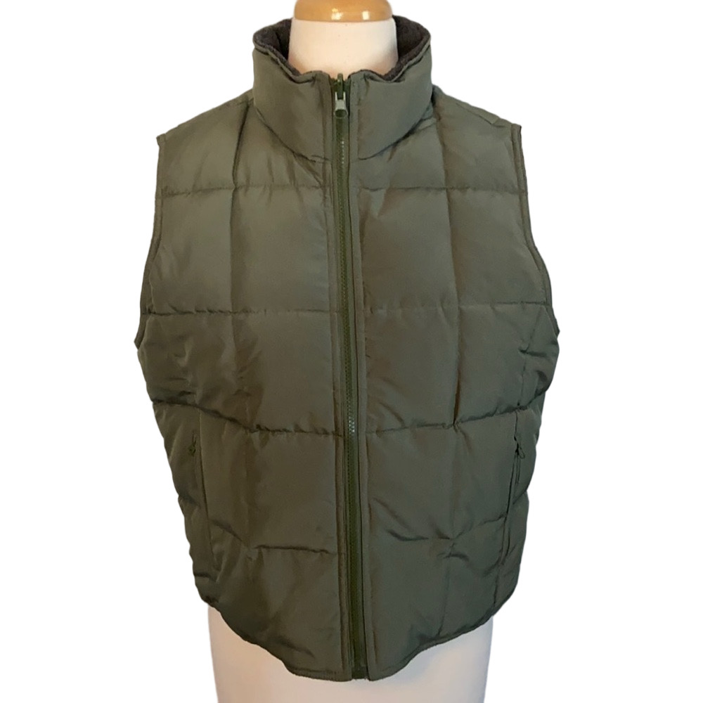 Sportrax Quilted Down Filled Reversible Vest Green Gray Small